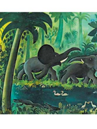 Hans Scherfig Stort junglebillede med elefanter