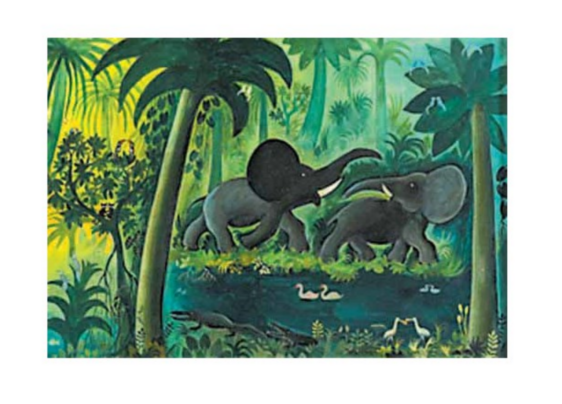 Hans Scherfig Stort junglebillede med elefanter