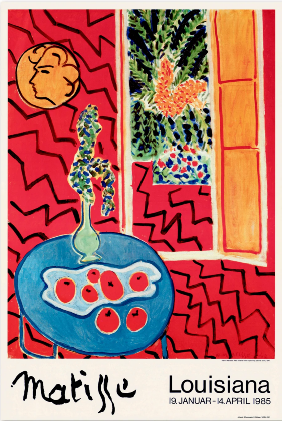 Matisse - Rødt interiør med opstilling